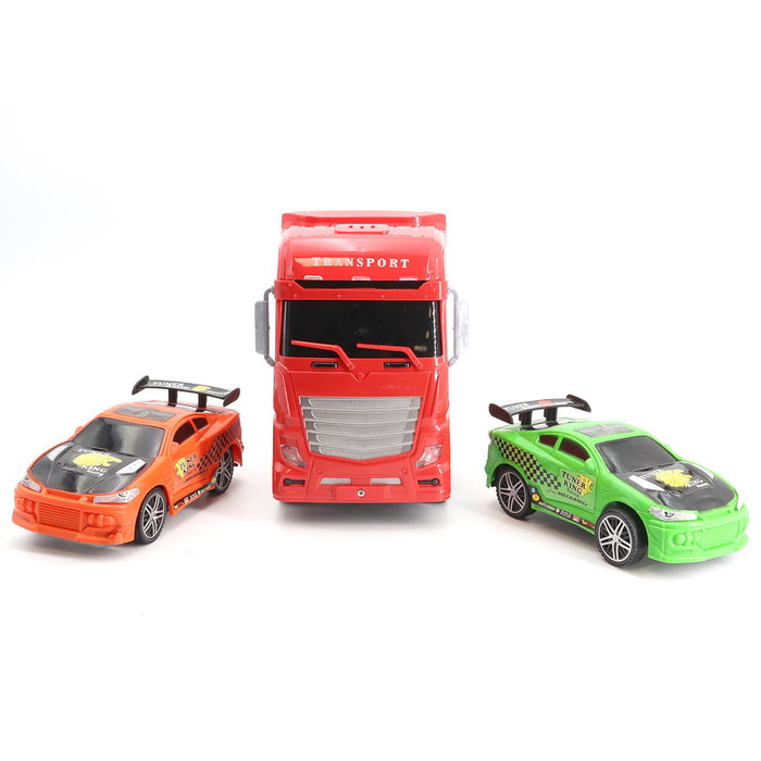 Tachan Camión De Carreras Héroes De Ciudad Escala 1:24 Con 4 Coches, Juguete Para Niños +3 Años