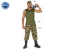 Disfraz Militar Camuflaje Verde Hombre Adulto Talla XS-S para Carnaval y Fiestas con Gorra, Camiseta sin Mangas y Pantalón