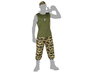 Disfraz Militar Camuflaje Verde Hombre Adulto Talla XS-S para Carnaval y Fiestas con Gorra, Camiseta sin Mangas y Pantalón
