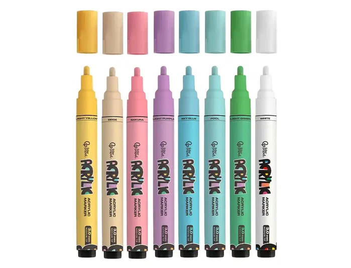 Liderpapel Rotuladores Acrylic base agua colores pastel 8 unidades punta 3mm