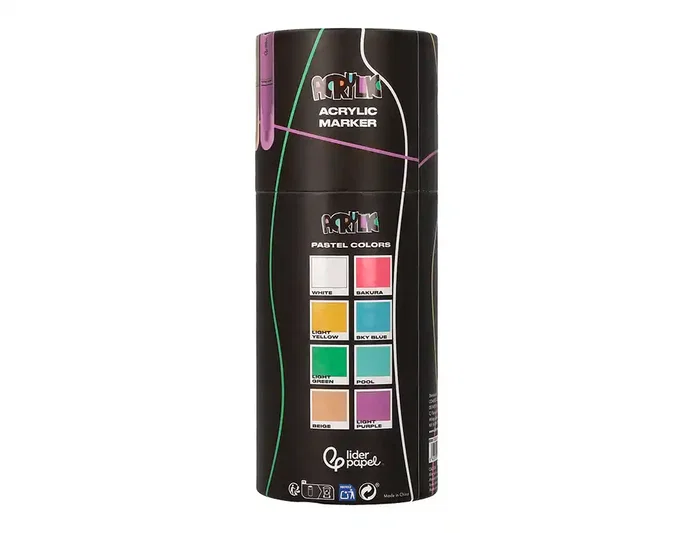 Liderpapel Rotuladores Acrylic base agua colores pastel 8 unidades punta 3mm