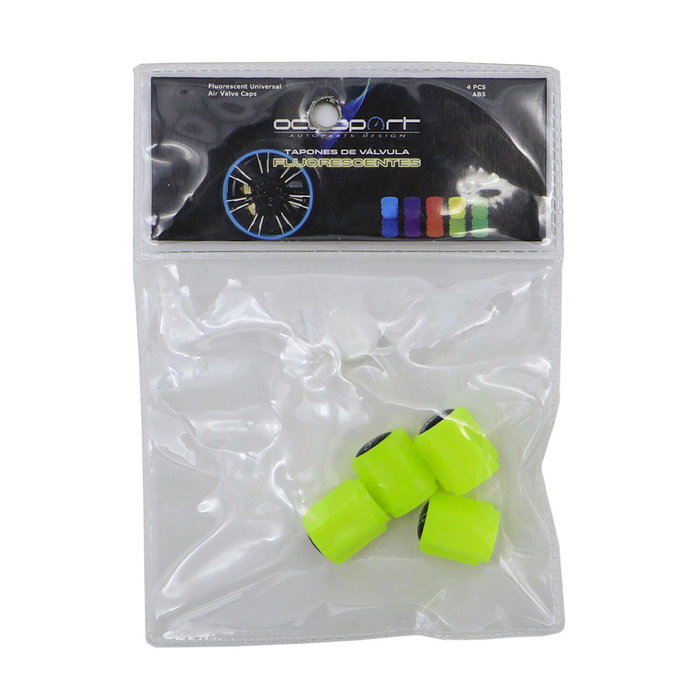 OCC Motorsport Tapones para Válvula con Luz LED Amarillo Fluorescente, Pack de 4 Unidades en ABS, Referencia OCCLEV005