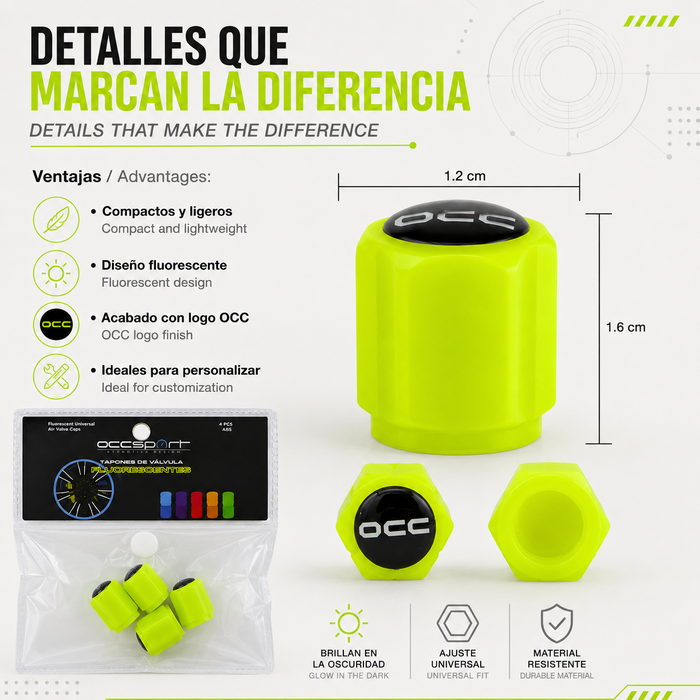 Occ Sport Tapones Válvula LED Amarillo