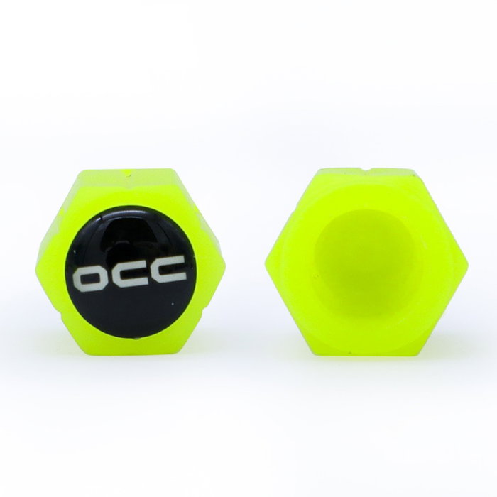 OCC Motorsport Tapones para Válvula con Luz LED Amarillo Fluorescente, Pack de 4 Unidades en ABS, Referencia OCCLEV005