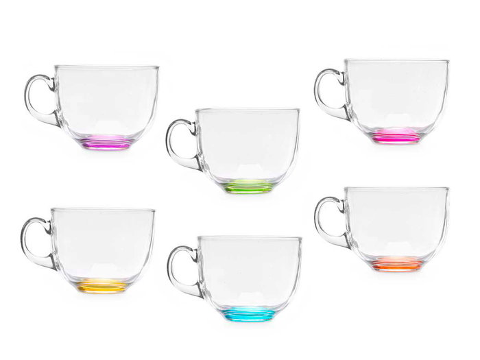 VIVALTO Tazon Desayuno Cristal Jumbo Transparente Base Multicolor 470 ml 13.5x8.7x11 cm (Set de 48) VIVALTO Tazon Desayuno Cristal Jumbo Transparente Base Multicolor 470 ml 13.5x8.7x11 cm (Set de 48)