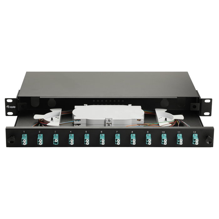 EQUIP Panel de parcheo de fibra óptica 12-Port LC-Duplex OM3 1U