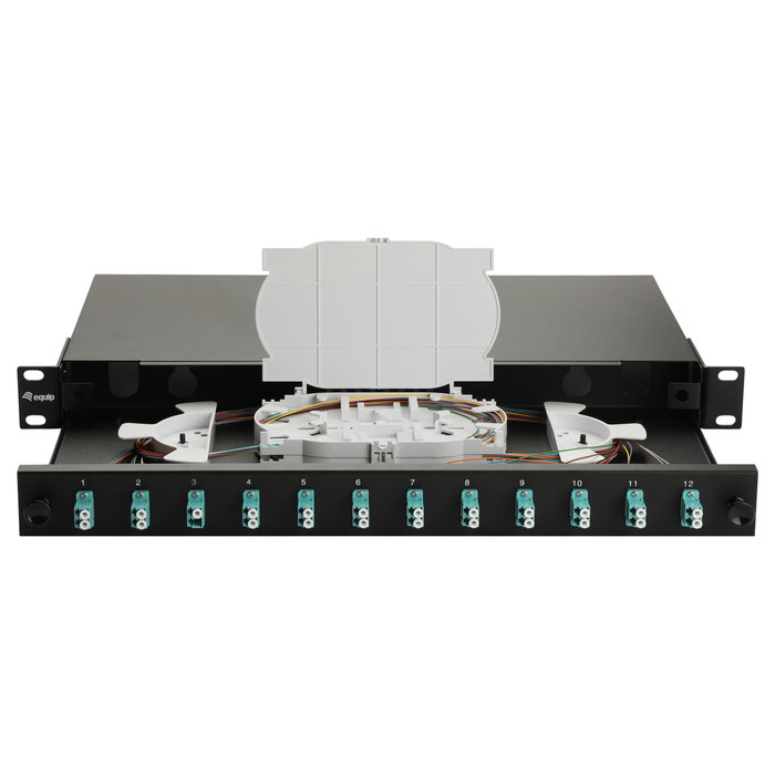 EQUIP Panel de parcheo de fibra óptica 12-Port LC-Duplex OM3 1U