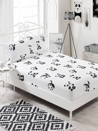 L'essentiel linge de maison Juego de Sábanas Doble 160x200 cm Algodón Poliéster Blanco y Negro