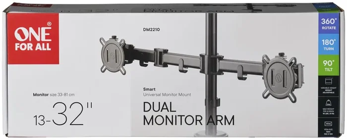 One For All DM 2210 Soporte Doble para Monitor Negro