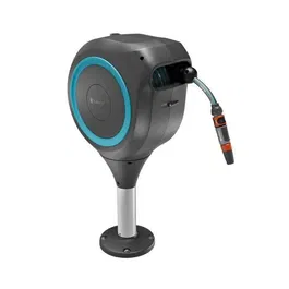 Gardena RollUp M Enrollador de Manguera Automático para Terraza, Azul, Longitud 20 m, Manguera 13 mm