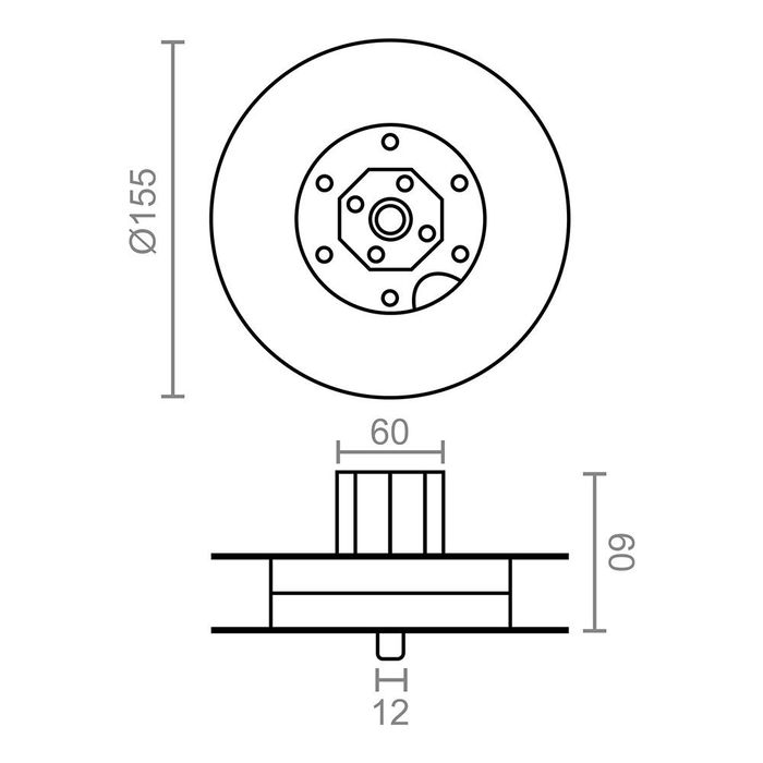 Micel Polea con espiga PR19 metalica zincada 155 mm espiga 12 mm para cinta inferior 22 mm