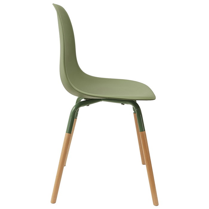 Home Deco Factory Silla Phenix Verde Essentiel Silla Moderna Diseño Escandinavo Polipropileno Hierro Haya 55x45,9 cm h.81,9 cm