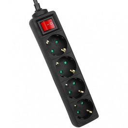Avant Connect Base Múltiple con 4 Tomas y 1 Interruptor, 1.5m, Negro, 3G, 1.5mm2, MAX3680W
