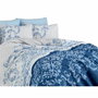 AUCUNE Juego de cama Azul 100% algodón reforzado con funda nórdica y 2 fundas de almohada