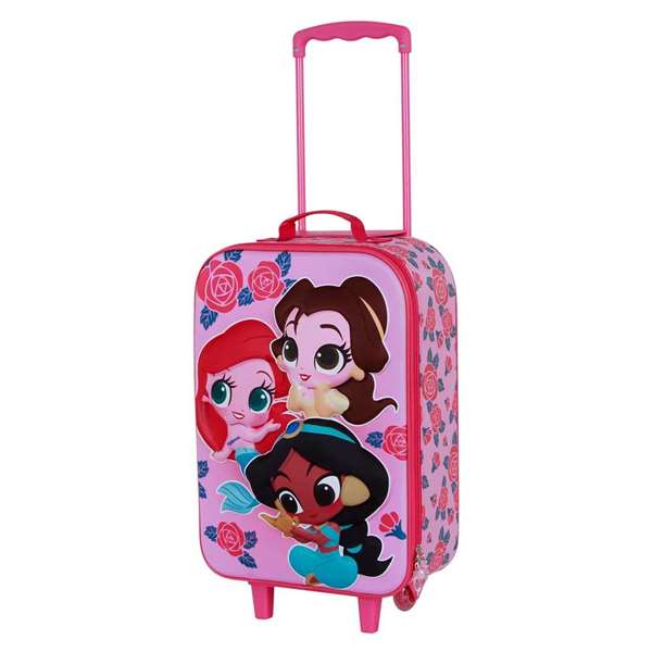 Karactermania Maleta trolley soft infantil 3D Princesas Disney Flowers 52x33x17 cm equipaje de mano