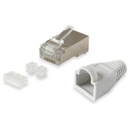 Equip Kit de 100 conectores RJ45 Cat6 con guía y capuchón, Plata