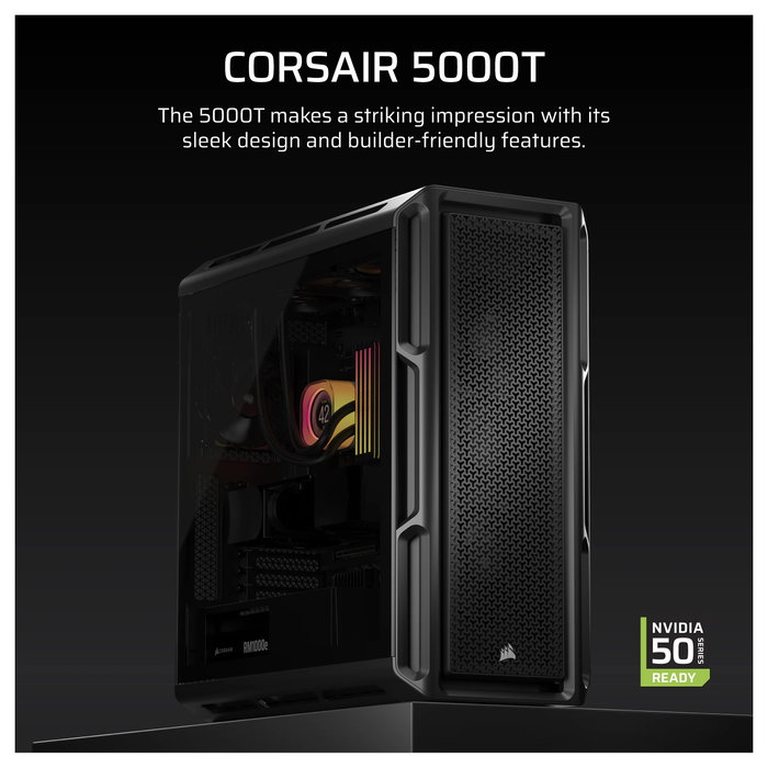 Corsair 5000T Tempered Glass Negra