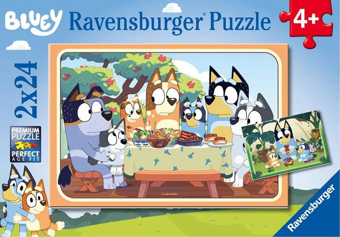 Ravensburger Puzzle 2x24 Piezas Bluey para Niños a Partir de 4 Años