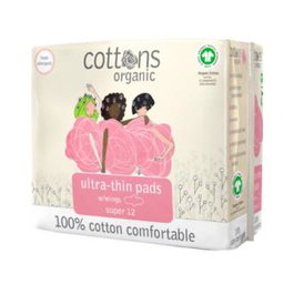 COTTONS Compresa Super Ultrafina Con Alas 12Uds. Organic Algodón
