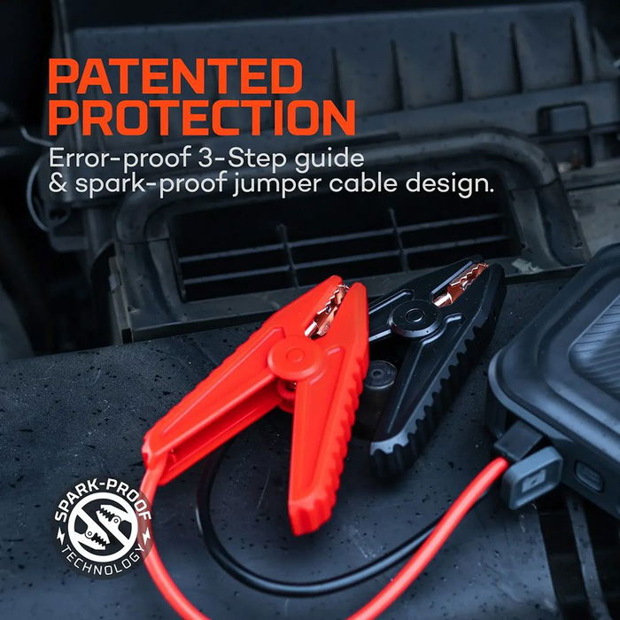 Nebo Assist 800 Arrancador de Coche 12V 800 Amperios Pico con Powerbank 8100 mAh, Banco de Energía y Luz LED para Emergencias, Incluye Cables e Indispensable para el Coche