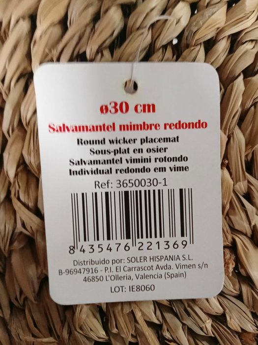 Privilege Salvamanteles de Mimbre Redondo Ø 30 cm (24 Unidades) Privilege Salvamanteles de Mimbre Redondo Ø 30 cm (24 Unidades)