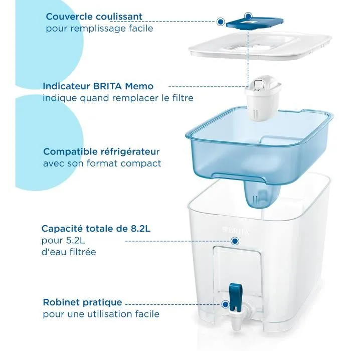 Brita Flow XXL Depósito Filtrante Azul 8,2L con 1x Cartucho Maxtra Pro All-in-1 Brita Flow XXL Depósito Filtrante Azul 8,2L con 1x Cartucho Maxtra Pro All-in-1