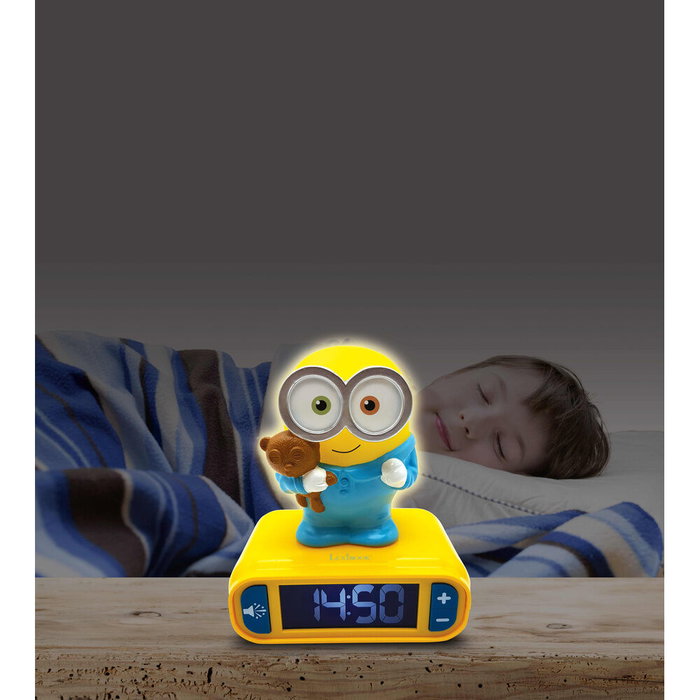 Lexibook Reloj Despertador Minions con Luz Nocturna 3D y Efectos de Sonido