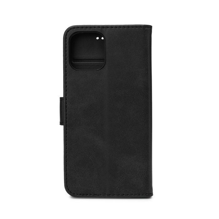 eSTUFF Funda cartera para iPhone 12 con soporte, ranuras para 3 tarjetas y cierre magnético - Color negro