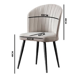 Hanah Home Juego de Sillas 2 Piezas MDF y Patas Metal Color Crema y Negro