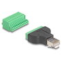 DeLOCK Adaptador RJ50 macho a bloque de terminales de 11 pines con pulsador