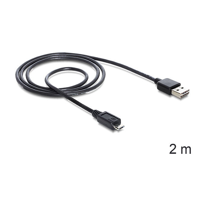 DeLOCK Cable EASY USB 2.0-A a Micro-B de 2 m, Negro DeLOCK Cable EASY USB 2.0-A a Micro-B de 2 m, Negro