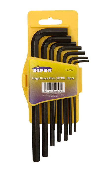 SIFER Juego de 10 Llaves Allen 1.5-10 mm SIFER Juego de 10 Llaves Allen 1.5-10 mm