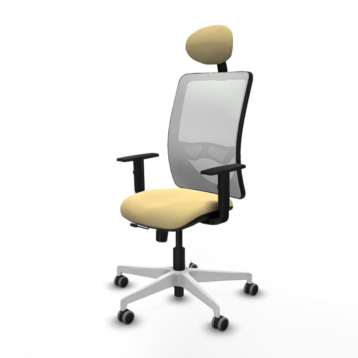PIQUERAS Y CRESPO Silla de oficina Zulema con mecanismo Sincro/Traslack, Crema y Blanco