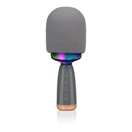 Basics Micrófono Karaoke con Altavoz y Luz RGB, 5W, Bluetooth, Autonomía 5h, Carga USB-C, Conector 3.5mm, 7.5x7.5x22 cm