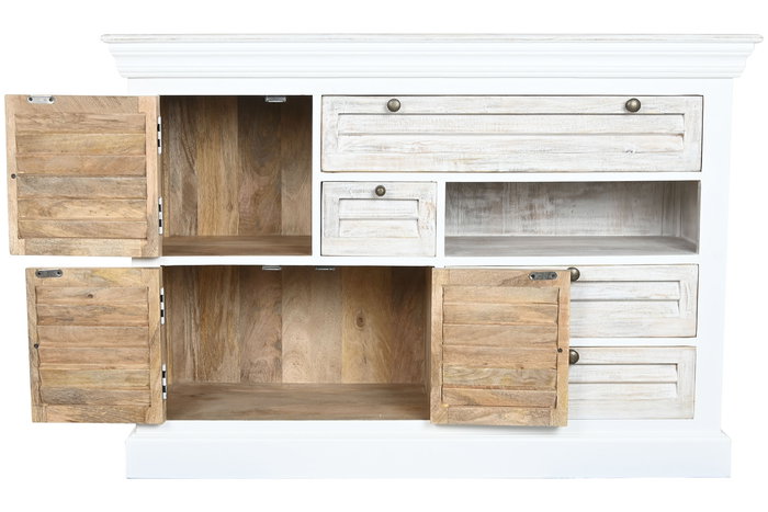 DKD Home Decor Cajonera Romantico Blanco 40x80x115 cm 4 Cajones 3 Puertas