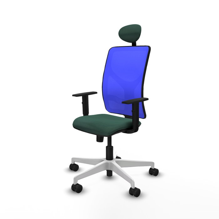 PIQUERAS Y CRESPO Silla de oficina Motilla con mecanismo Sincro, Verde botella y Azul