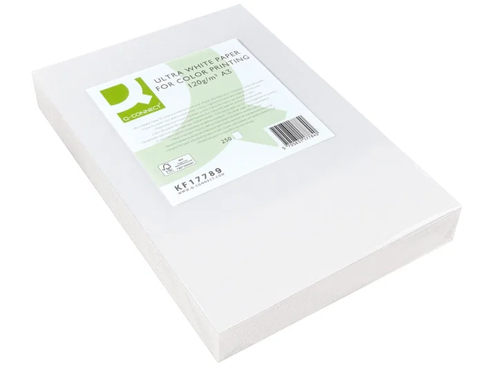 Q-connect Papel Fotocopiadora Ultra White Din A3 120 Gramos Paquete de 250 Hojas