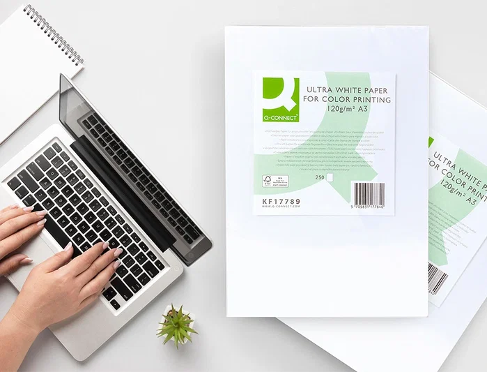 Q-connect Papel Fotocopiadora Ultra White Din A3 120 Gramos Paquete de 250 Hojas