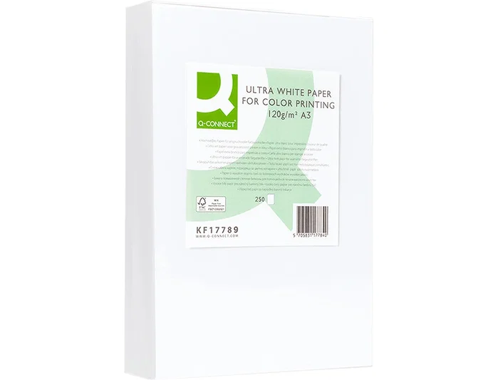 Q-connect Papel Fotocopiadora Ultra White Din A3 120 Gramos Paquete de 250 Hojas