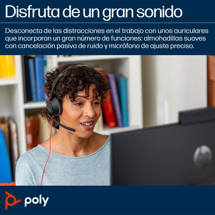 Poly Blackwire 5210 Monoaural USB-C con adaptador USB-A y Jack 3,5 mm