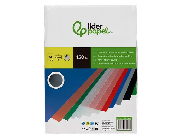 Liderpapel Tapas Encuadernacion Polipropileno A4 0.33mm Translucida Paquete 150 Unidades