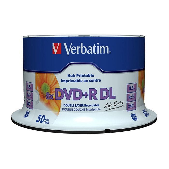 Verbatim DVD+R DL Life Series Imprimible 8x 8,5 GB 50 unidades Verbatim DVD+R DL Life Series Imprimible 8x 8,5 GB 50 unidades