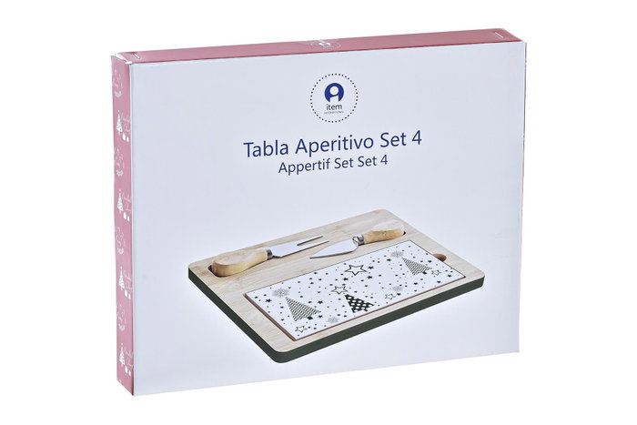 DKD Home Decor Set de Tabla para Aperitivo de Bambú y Gres Verde, Blanco y Natural DKD Home Decor Set de Tabla para Aperitivo de Bambú y Gres Verde, Blanco y Natural