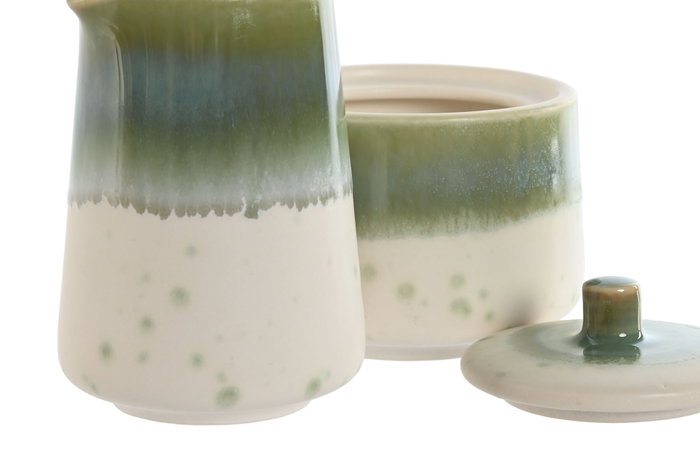 DKD Home Decor Set de 2 Azucareros Jade 24 de Porcelana en Verde y Blanco DKD Home Decor Set de 2 Azucareros Jade 24 de Porcelana en Verde y Blanco
