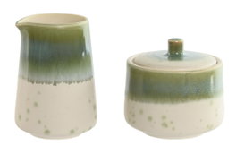 DKD Home Decor Set de 2 Azucareros Jade 24 de Porcelana en Verde y Blanco