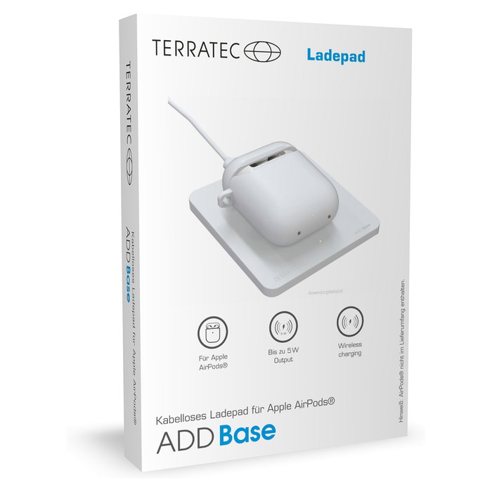 Terratec ADD Base Cargador Inalámbrico USB para Auriculares, Interior, Color Blanco