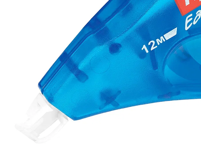 Tipp-ex Corrector de Cinta Easy Lateral, Cuerpo Translúcido Azul, Ancho 4.2 mm x 12 m, Para Papel, Invisible al Fotocopiar