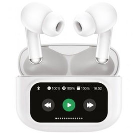 Muvit For Change Auriculares True Wireless Eco-Sound Blanco con ANC+ENC y Pantalla en Estuche M2404