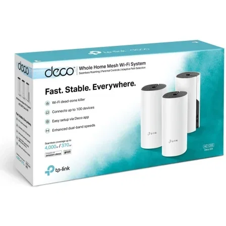 TP-Link DECO M4(3-PACK) V2 Sistema Wi-Fi Mesh AC1200 Doble Banda 2.4GHz/5GHz 1167Mbps Pack de 3 Unidades para Cobertura Total Casa
