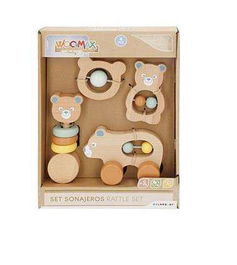 Color Baby Sonajeros Madera Set 4 Piezas 13,5x9,5 cm